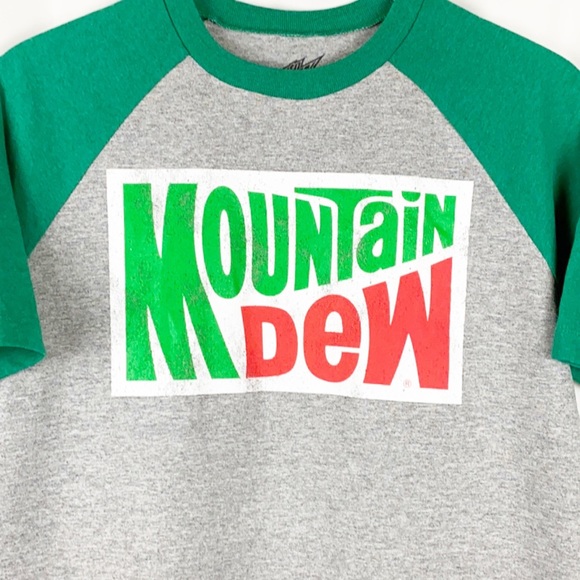 NWOT Mountain Dew Throwback Logo Raglan T Shirt - Picture 3 of 6